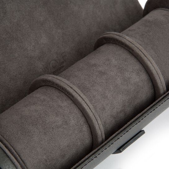 WOLF Blake Black/Grey 3 Piece Watch Roll Details image number 5